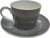 Stechcol Gracie Bone China Grey Plaid Cup & Saucer set