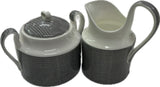 Stechcol Grey Plaid Covered Sugar Bowl & Creamer Set