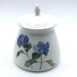 Ashdene White Covered Sugar Bowl with Hydrangea Design