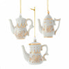 Kurt Adler 3" gold/white Teapot decoration (1 Each)