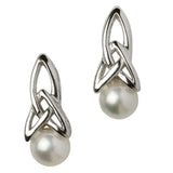 Shanore Celtic Jewelry Silver Trinity Pearl Earring.