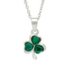 Woods Celtic Jewelry Green Stone Shamrock Pendant