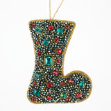 Decoration - Emerald Jester Boot Red Crystals Decoration