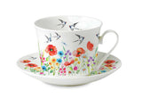 Roy Kirkham Chatsworth Wildflowers & Swallows Teacup & Saucer 450ml