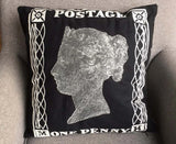 Cushion Penny Black Postage Stamp Queen Victoria Throw Pillow