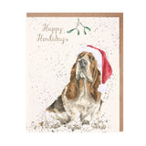 Wrendale Mistleoe Basset Hound Card