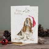 Wrendale Mistleoe Basset Hound Card