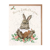 'Merry Little Christmas Pudding' rabbit Card Pack OF 8