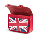 Union Jack Midi Satchel Handmade Leather - Pillar Box Red