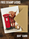 Art by Lana - Free Stamp Licks (Greeting Card) | Highland Cow Card