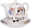 Roy Kirkham Animal Fashion Cats Tea for One Teacup & Saucer